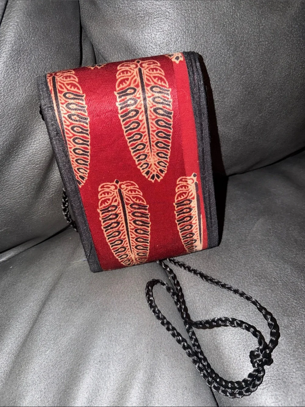 Rare handmade Embroidered Red Boho Crossbody Bag